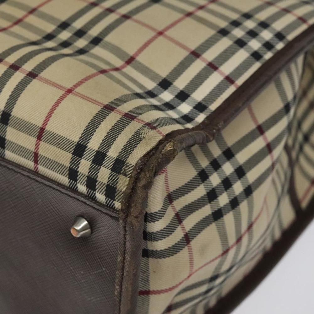 BURBERRY Nova Check Tote Bag Canvas Beige Silver Auth 118228 - Picture 15 of 16